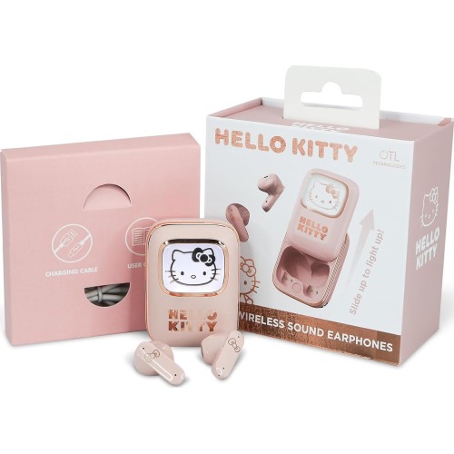 otl technologies Hk1281 Hello Kitty Slide Open Tws Ακουστικά Με Led Φωτισμένη Οθόνη Με Θήκη Φόρτισης Ροζ  5055371628921