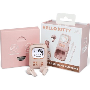 otl technologies Hk1281 Hello Kitty Slide Open Tws Ακουστικά Με Led Φωτισμένη Οθόνη Με Θήκη Φόρτισης Ροζ  5055371628921