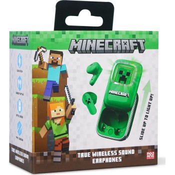 otl technologies Mc1316 Minecraft Creeper Slide Tws Earphones With Led Light Up Chargin  5055371629331