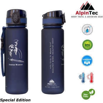 AlpinTec Παγούρι Μπλε Σκούρο 1000Ml Με Στόμιο BPA Free Spartan Μαχητής Q-1000SP-DB 4891327705398