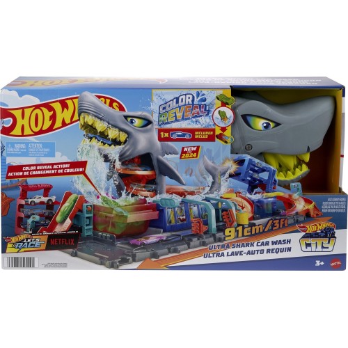 Mattel Hot Wheels City Ultra Shark Car Wash, Playset HTN82 194735195091
