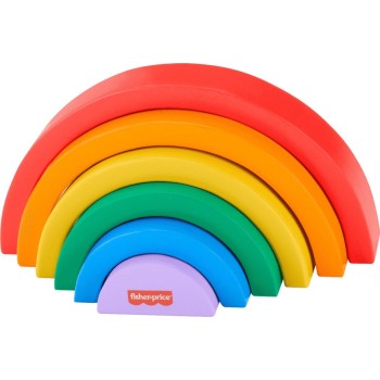 Mattel Fisher-price Wooden Stacking Rainbow For Toddlers, 6 Wood Pieces HXT73 194735238316