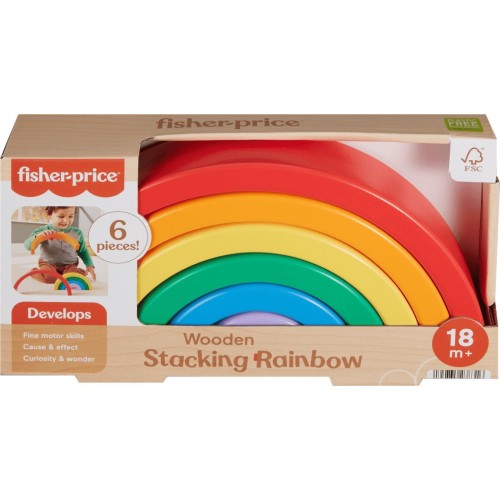 Mattel Fisher-price Wooden Stacking Rainbow For Toddlers, 6 Wood Pieces HXT73 194735238316