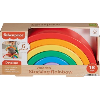Mattel Fisher-price Wooden Stacking Rainbow For Toddlers, 6 Wood Pieces HXT73 194735238316