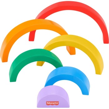 Mattel Fisher-price Wooden Stacking Rainbow For Toddlers, 6 Wood Pieces HXT73 194735238316