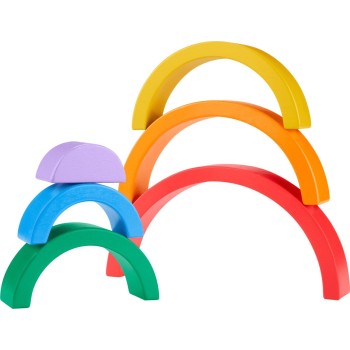 Mattel Fisher-price Wooden Stacking Rainbow For Toddlers, 6 Wood Pieces HXT73 194735238316