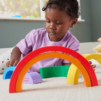 Mattel Fisher-price Wooden Stacking Rainbow For Toddlers, 6 Wood Pieces HXT73 194735238316