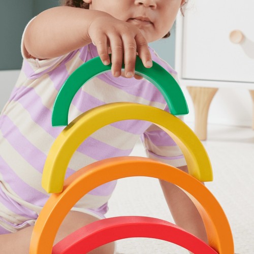 Mattel Fisher-Price Ξύλινο Ουράνιο Τόξο Wooden Stacking Rainbow HXT73 194735238316
