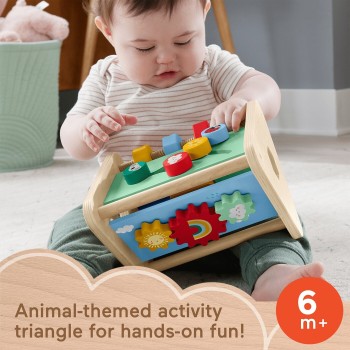 Mattel Fisher-price Wooden Activity Triangle Baby Fine Motor Toy, 1 Piece HYG48 194735246069