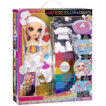 MGA Entertainment Rainbow High Watercolor & Create Fashion Doll, Brown Eyes 507598-EUC 035051507598