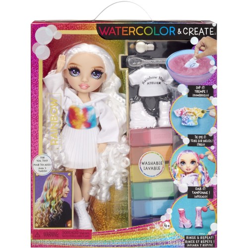MGA Entertainment Rainbow High Watercolor & Create Fashion Doll, Purple Eyes 507581-EUC 035051507581