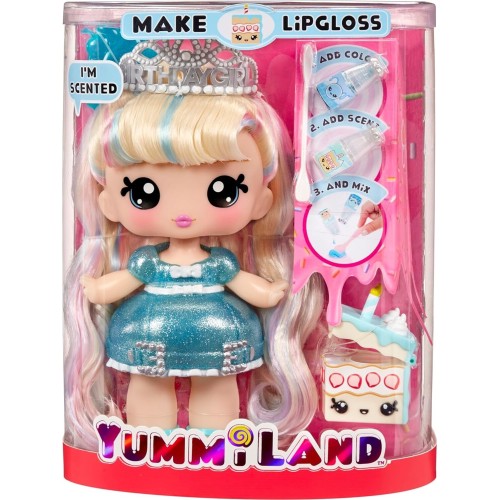 MGA Entertainment Yummiland Large Doll + Lipgloss Pet- Callie Birthday Cake 120742-EUC 035051120742