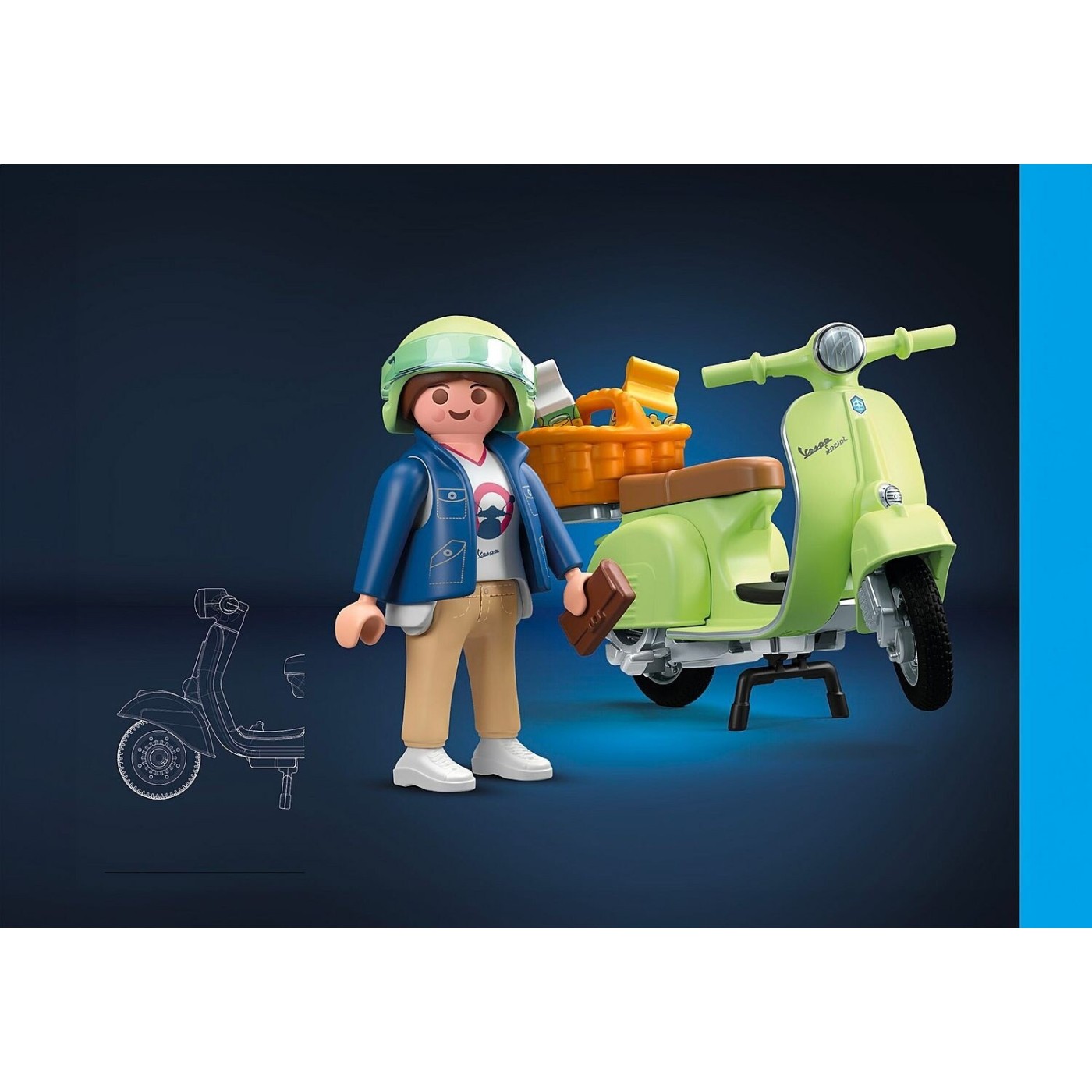 Playmobil Vespa 150 Sprint Veloce 1969 – Vert Clair – 20 Pièces – Dès 5 Ans – Figurine Et Accessoires Inclus