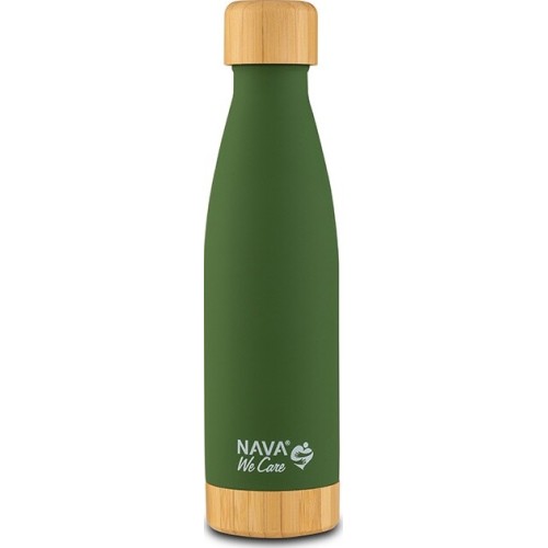 nava Hot Bottle Stainless Steel Bamboo We Care Dark Green 500Ml 10-016-005 5205746007930