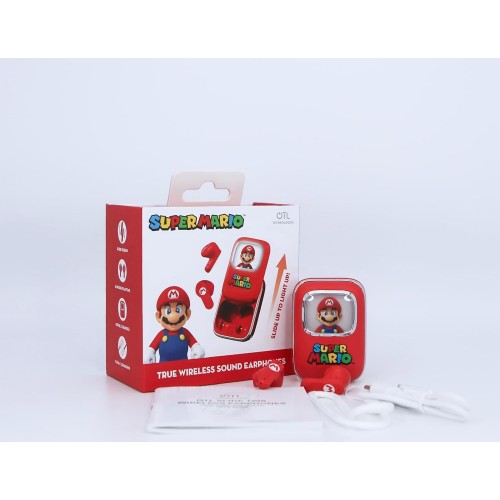 otl technologies otl  sm1278 super mario slider tws earphones with slide open light up charg  5055371628891