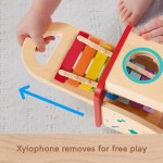 Mattel Fisher-price Wooden Pound & Tap Bench Xylophone Toddler Musical Instrument Toy, 6 Pieces HXT88 194735238439