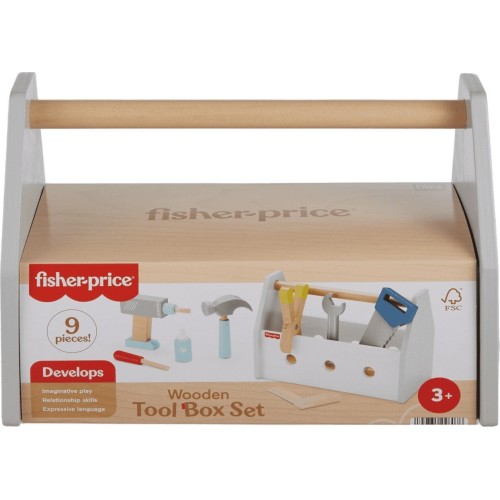 Mattel Fisher-Price Ξύλινη Θήκη Με Εργαλεία Wooden Tool Box Set HYG50 194735246076