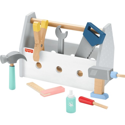 Mattel Fisher-Price Ξύλινη Θήκη Με Εργαλεία Wooden Tool Box Set HYG50 194735246076