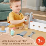 Mattel Fisher-price Wooden Tool Box Set For Preschool Pretend Play, 9 Wood Pieces HYG50 194735246076