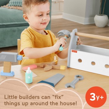 Mattel Fisher-Price Ξύλινη Θήκη Με Εργαλεία Wooden Tool Box Set HYG50 194735246076