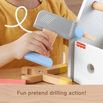Mattel Fisher-Price Ξύλινη Θήκη Με Εργαλεία Wooden Tool Box Set HYG50 194735246076