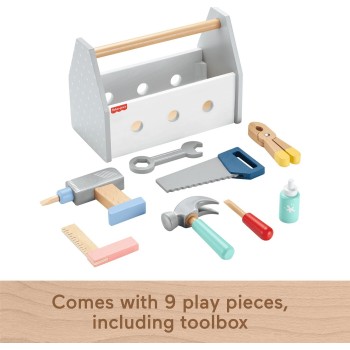 Mattel Fisher-Price Ξύλινη Θήκη Με Εργαλεία Wooden Tool Box Set HYG50 194735246076