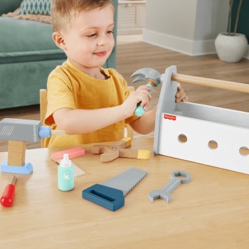 Mattel Fisher-Price Ξύλινη Θήκη Με Εργαλεία Wooden Tool Box Set HYG50 194735246076