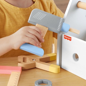 Mattel Fisher-Price Ξύλινη Θήκη Με Εργαλεία Wooden Tool Box Set HYG50 194735246076