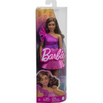 Mattel Barbie Fashionistas Doll 225, Brown Hair, Pink Sparkly Dress, 65Th Anniversary FBR37 / HRH22 194735176793