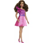 Mattel Barbie Fashionistas Doll 225, Brown Hair, Pink Sparkly Dress, 65Th Anniversary FBR37 / HRH22 194735176793