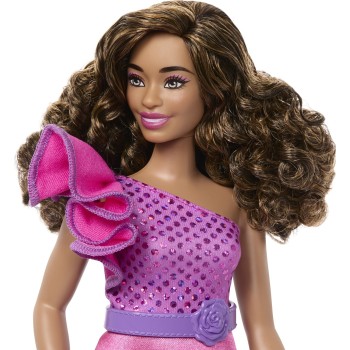 Mattel Barbie Fashionistas Doll 225, Brown Hair, Pink Sparkly Dress, 65Th Anniversary FBR37 / HRH22 194735176793