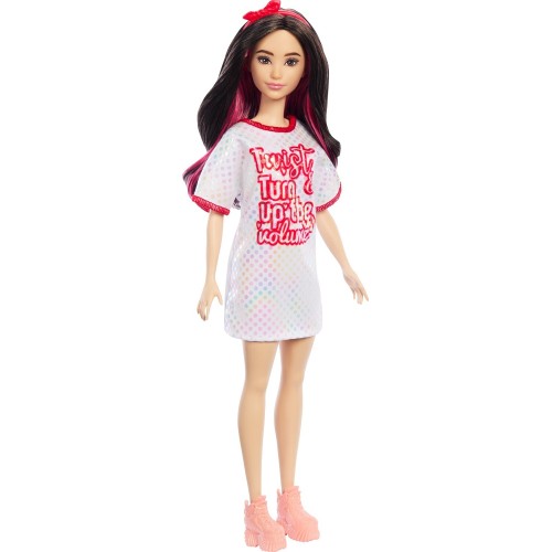 Mattel Barbie Fashionistas Doll Fashionistas Κούκλα 214, Black Wavy Hair With Twist 'N' Turn Dress & Accessories, 65Th Anniversa