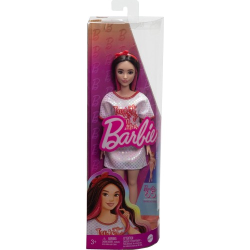 Mattel Barbie Fashionistas Doll 214, Black Wavy Hair With Twist N Turn Dress & Accessories, 65Th Anniversary FBR37 / HRH12 19473