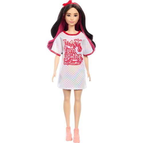 Mattel Barbie Fashionistas Doll Fashionistas Κούκλα 214, Black Wavy Hair With Twist 'N' Turn Dress & Accessories, 65Th Anniversa