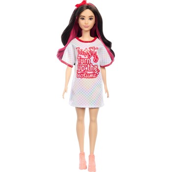 Mattel Barbie Fashionistas Doll Fashionistas Κούκλα 214, Black Wavy Hair With Twist 'N' Turn Dress & Accessories, 65Th Anniversa