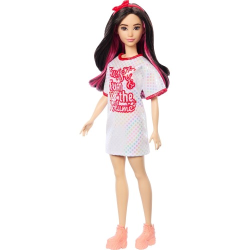 Mattel Barbie Fashionistas Doll Fashionistas Κούκλα 214, Black Wavy Hair With Twist 'N' Turn Dress & Accessories, 65Th Anniversa