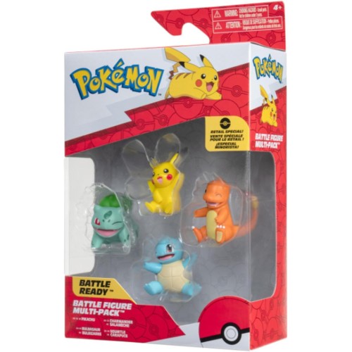 Jazwares Pokemon - Φιγούρες 4Τεμ 5Cm (Pikachu, Bulbasaur, Charmander, Squirtle) JW002977 191726477716