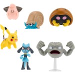 Jazwares Pokemon Pack 6 Battle Figure Figures Set 7, Black, Pkw3613 Pikachu, Cleffa, Omanyte, Kabuto, Riolu & Geodude Wave 7 JW0