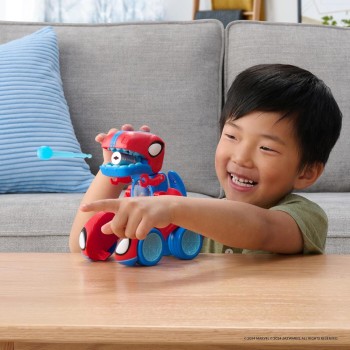 Jazwares Spiderman Marvel Spidey And His Amazing Friends Spidey-Rex Racer - 8-Inch Vehicle With Sounds That Transforms From Vehi