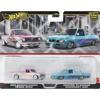 Mattel Hot Wheels Car Culture 1975 Datsun Sunny Truck (B120) & Custom '93 Nissan Hardbody (D21) HBL96 / HRR78 194735184545