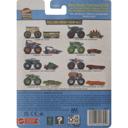 Mattel Hot Wheels Όχημα Monster Trucks Με Αυτοκινητάκι Pure Mus Όχημα Παιχνίδι GRH81 / HWN48 194735217410