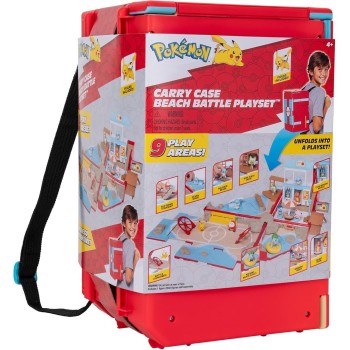 Jazwares Pokemon Carry Case Beach Battle Playset - Portable Transforming Backpack Playset With Action Features And 2-Inch Pikach