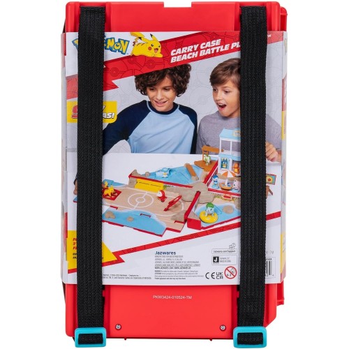 Jazwares Pokemon Carry Case Beach Battle Playset - Portable Transforming Backpack Playset With Action Features And 2-Inch Pikach