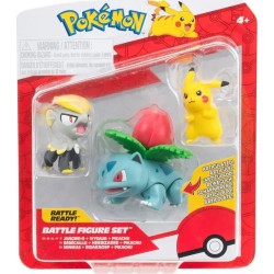 Jazwares Pokemon Φιγούρες 3 Τεμ. W21– Pikachu 2, Jangmo-O, Ivysaur Pkw3893, JW095155 191726724278