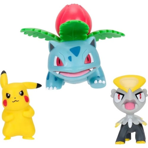 Jazwares Pokemon Φιγούρες 3 Τεμ. W21– Pikachu 2, Jangmo-O, Ivysaur Pkw3893, JW095155 191726724278