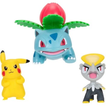 Jazwares Pokemon Φιγούρες 3 Τεμ. W21– Pikachu 2, Jangmo-O, Ivysaur Pkw3893, JW095155 191726724278