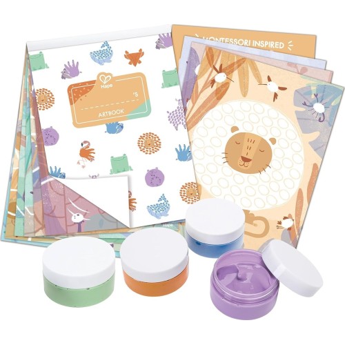 Hape Artbook Finger Painting – Περιλαμβάνει 9 Εικόνες Και 4 Γλάστρες Δαχτυλομπογιάς 0401.E2005A 6943478039407