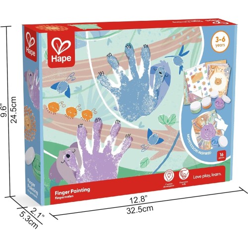 Hape Finger Paint Set – Includes 9  Pictures And 4 Finger Paint Pots For Se 0401.E2005A 6943478039407