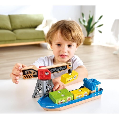 Hape e3792 cargo ship and crane E3792A 6943478039254