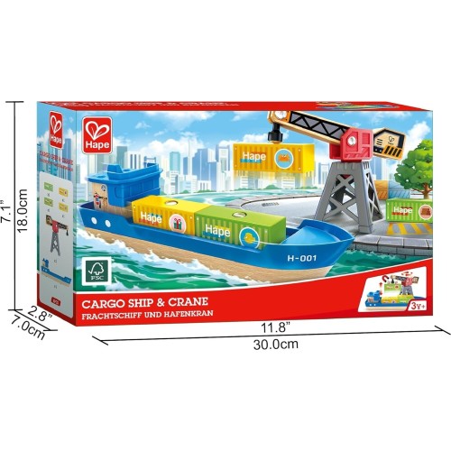 Hape e3792 cargo ship and crane E3792A 6943478039254
